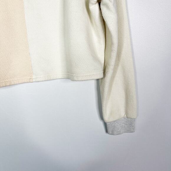 Madewell Medium MWL Airyterry Colorblock Crop Sweatshirt Cream Pink Crew Neck - Picture 7 of 14